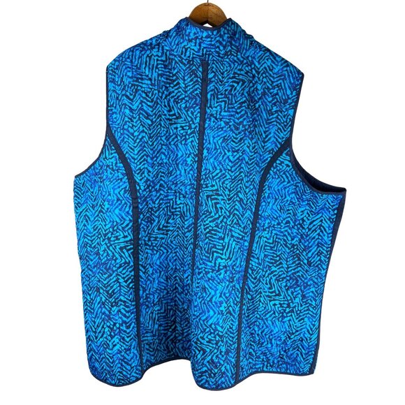 PLUS Coastal Oversized Striped Aqua Blue Catherines Zip Up Vest, Women's 4X - Picture 10 of 12